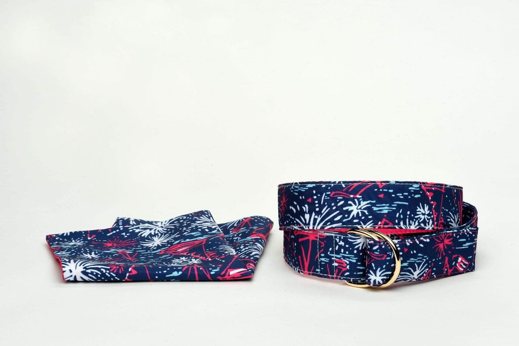 Firework Night Belt and Pocket Square Combo - Belt and 