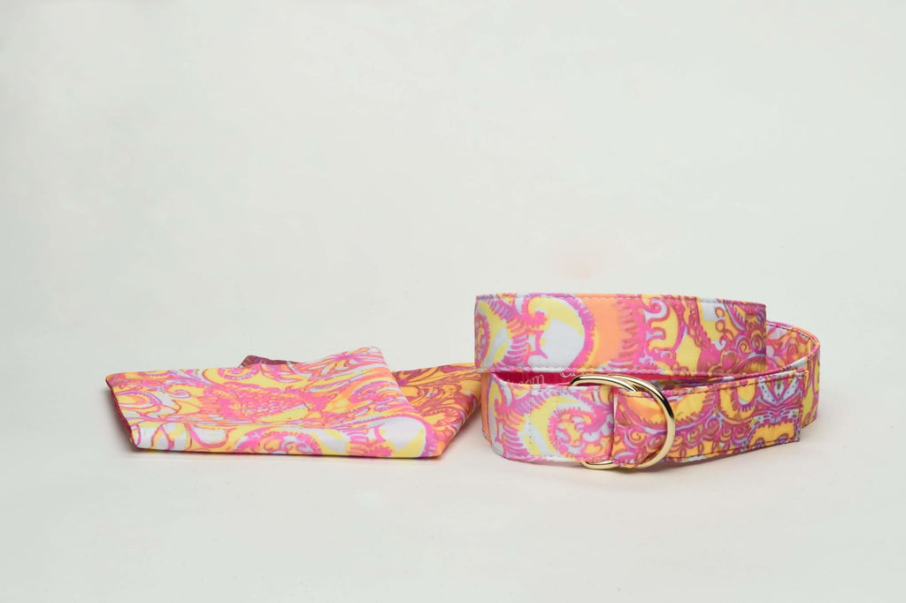 Paisley Picnic Belt and Pocket Square Combo - Belt and 